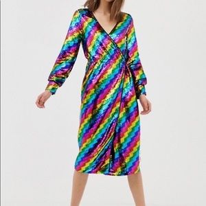 ASOS Rainbow Sequin Wrap Dress